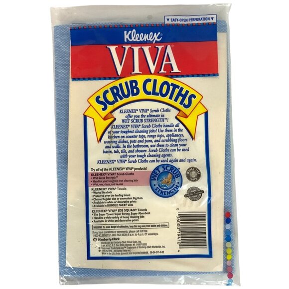 Vintage Kleenex Viva Scrub Cloths 6-Pack Reusable Wet Scrub Strength 1996 - Picture 2 of 2